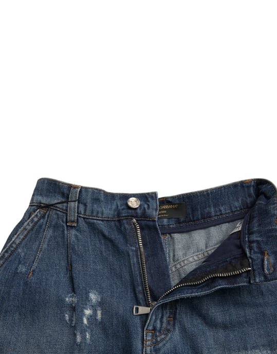 Hochgeschnittene zerstörte Denim-Shorts - Image 5