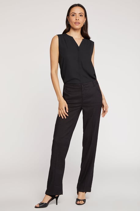 Marilyn Gerade Hose aus Stretch-Leinen | Schwarz - Image 1