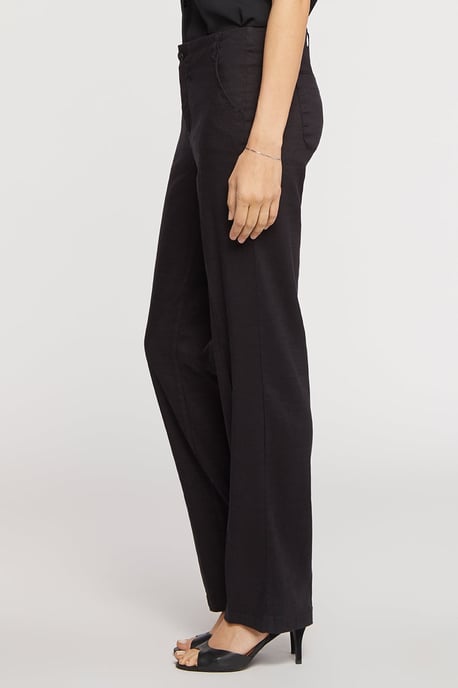 Marilyn Gerade Hose aus Stretch-Leinen | Schwarz - Image 2
