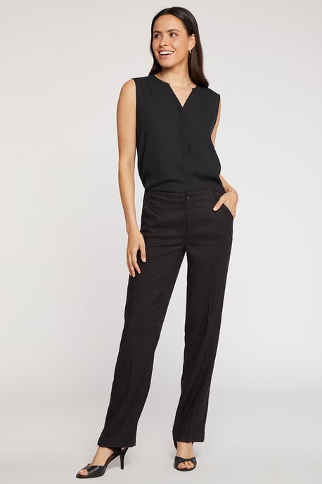 Marilyn Gerade Hose aus Stretch-Leinen | Schwarz - Image 3