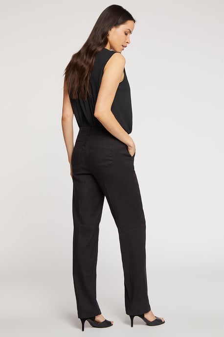 Marilyn Gerade Hose aus Stretch-Leinen | Schwarz - Image 5