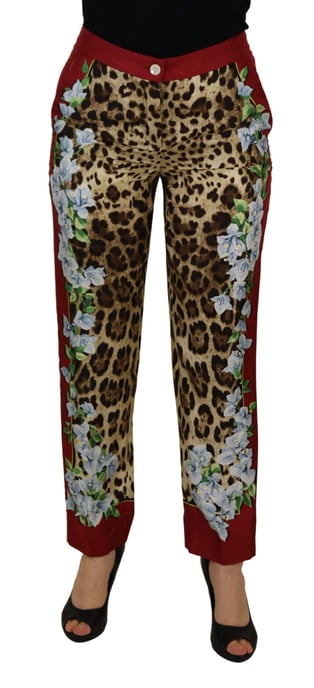 Leopardenmuster-Hose mit floralem Seitenpanel - Image 1