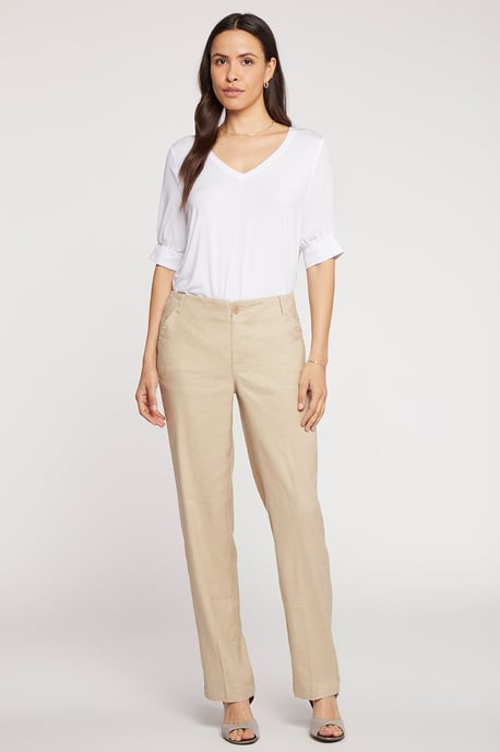 Marilyn Hose Beige Stretch-Leinen | Strohfaser - Image 1