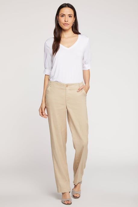 Marilyn Hose Beige Stretch-Leinen | Strohfaser - Image 3