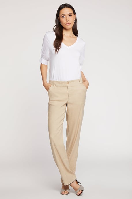 Marilyn Hose Beige Stretch-Leinen | Strohfaser - Image 4