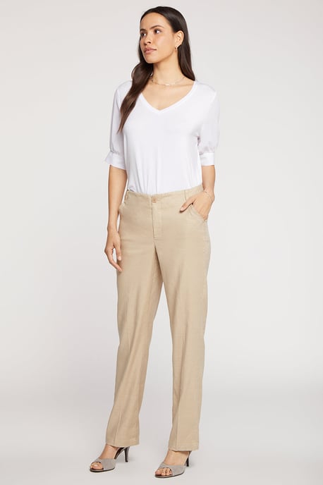 Marilyn Hose Beige Stretch-Leinen | Strohfaser - Image 5