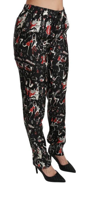 Bedruckte Seidenhose mit Musikdesign - Image 3