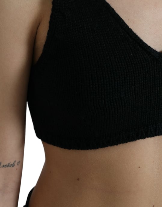 Strick-Crop-Top ohne Ärmel mit V-Ausschnitt - Image 4