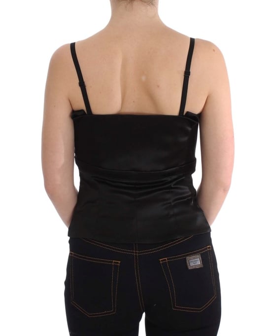 Schwarzes Satin Faltenoberteil - Image 3