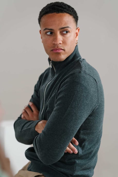 Pullover-Cardigan mit Reißverschluss – Anthrazit-Melange - Image 2