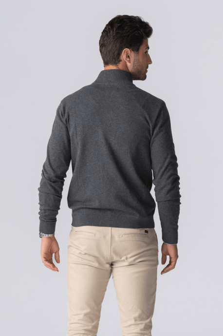 Pullover-Cardigan mit Reißverschluss – Anthrazit-Melange - Image 4