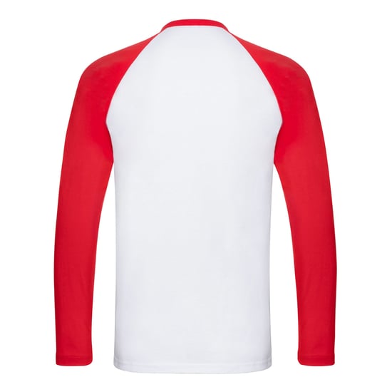 Fruit of the Loom - T-Shirt für Herren/Damen Unisex - Baseball Langärmlig (Weiß/Rot) - Image 2
