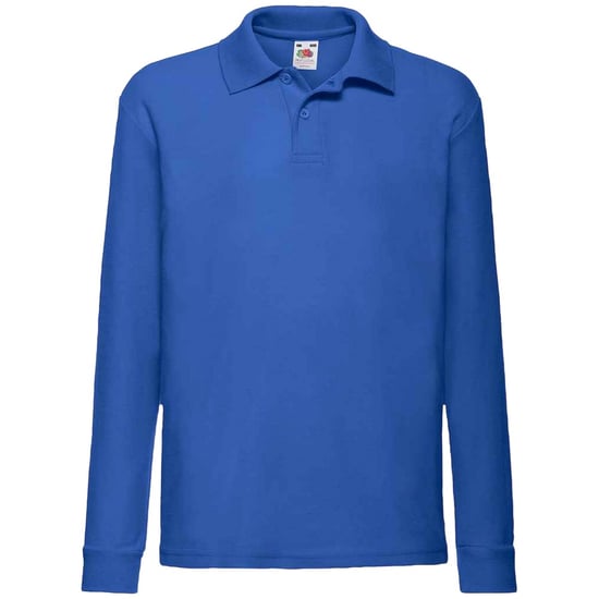 Fruit Of The Loom Kinder Langarm Pique Polo Shirt (Königsblau) - Image 1