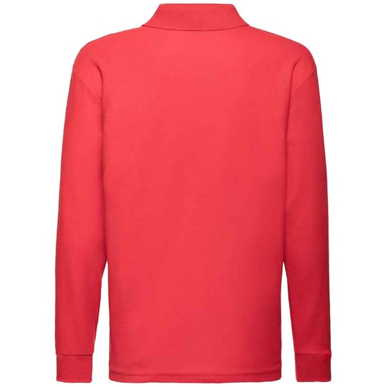 Fruit Of The Loom Kinder Langarm Pique Polo Shirt (Rot) - Image 2