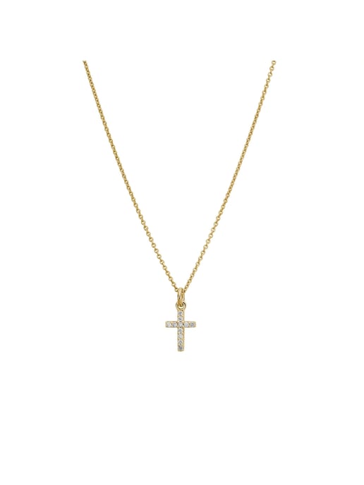 Lyomi Anhänger 585/- Gelbgold Kreuz 11 synth. Diam. 0,09ct. - Image 1