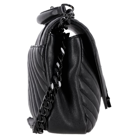 Saint Laurent Chevron Stepptasche, mittelgroß, College-Henkeltasche aus schwarzem Leder - Image 2