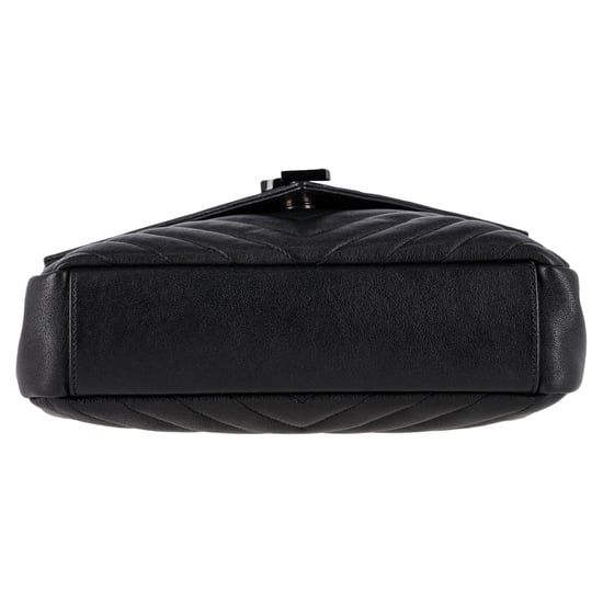Saint Laurent Chevron Stepptasche, mittelgroß, College-Henkeltasche aus schwarzem Leder - Image 4