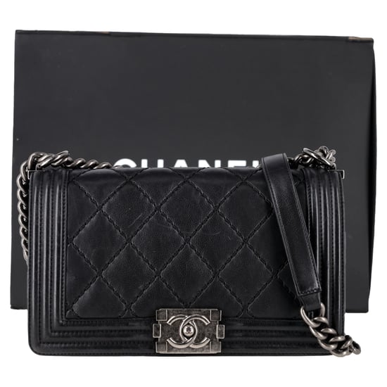 Chanel gesteppte Boy Flap Bag, mittelgroß, mit Doppelnaht, aus schwarzem Leder - Image 2