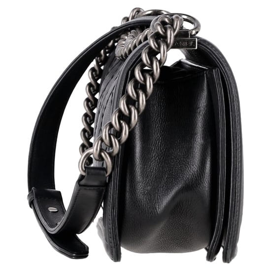 Chanel gesteppte Boy Flap Bag, mittelgroß, mit Doppelnaht, aus schwarzem Leder - Image 3