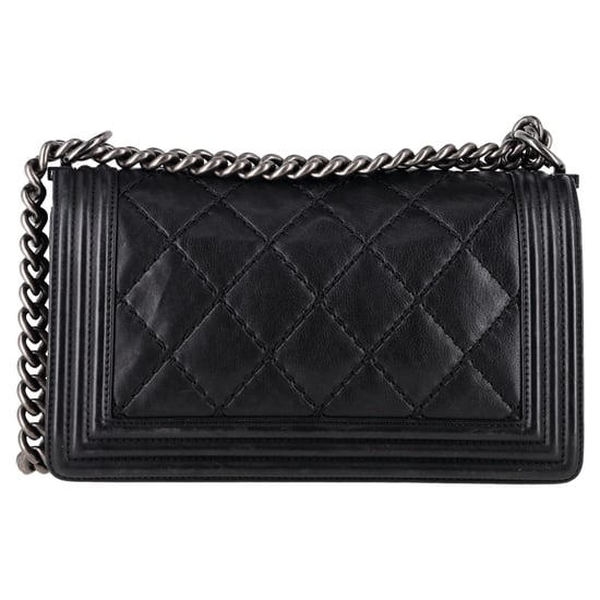 Chanel gesteppte Boy Flap Bag, mittelgroß, mit Doppelnaht, aus schwarzem Leder - Image 4