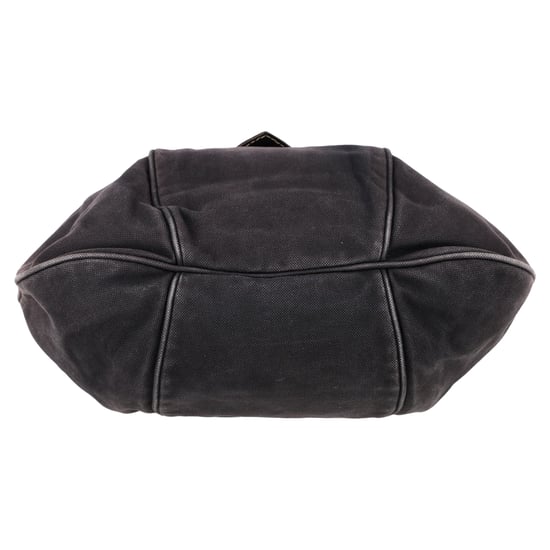 Max & Co. Leaf Flap Top Handle Bag aus schwarzem Canvas - Image 4