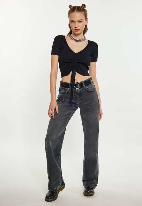 Mymo Crop-Top Damen schwarz - Image 2