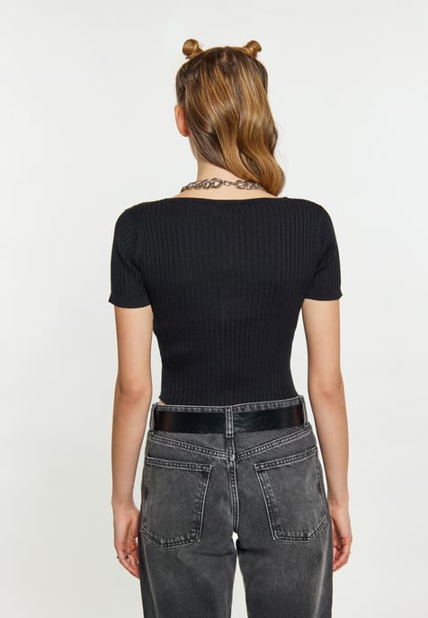 Mymo Crop-Top Damen schwarz - Image 5