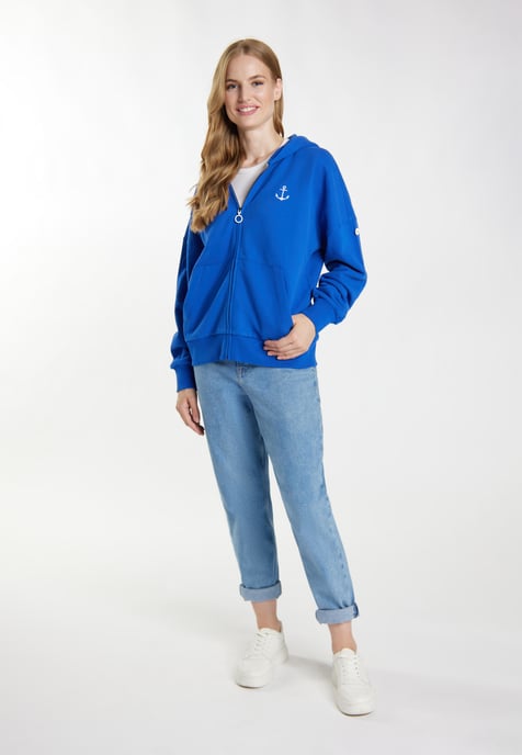 Dreimaster Kapuzenjacke Damen royalblau - Image 2