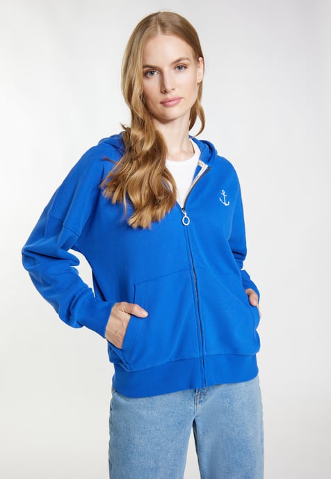 Dreimaster Kapuzenjacke Damen royalblau - Image 3