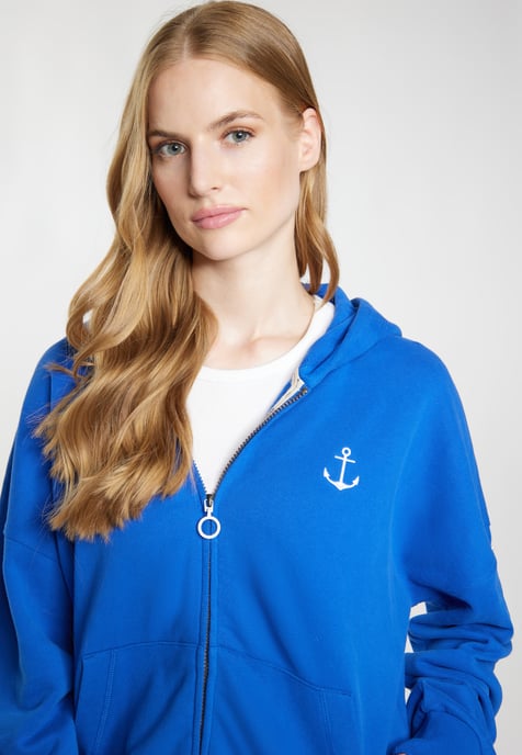 Dreimaster Kapuzenjacke Damen royalblau - Image 5