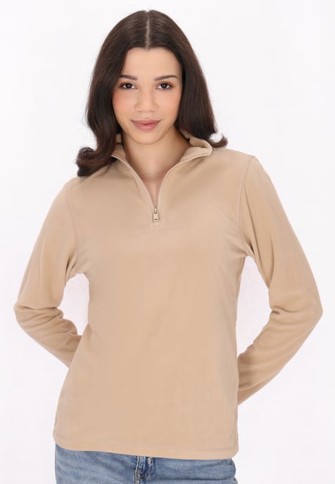 Mymo Fleecepullover Damen Beige - Image 3