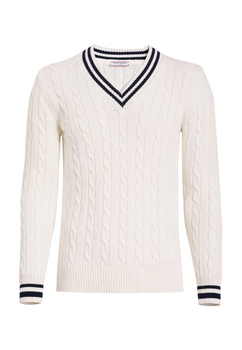 Pullover Basic-Pullover Mit V-Ausschnitt Und Zopfmuster - Image 1
