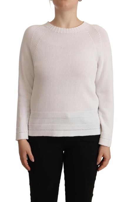 Alpha Studio Baumwollstrickpullover mit Rundhalsausschnitt - Weiß - Image 1