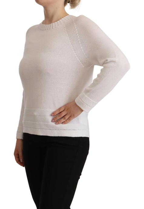 Alpha Studio Baumwollstrickpullover mit Rundhalsausschnitt - Weiß - Image 2