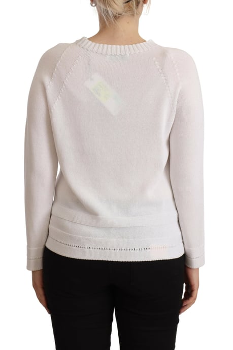 Alpha Studio Baumwollstrickpullover mit Rundhalsausschnitt - Weiß - Image 3
