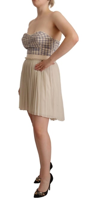 Beiges Faltenrock-A-Linienkleid - Image 2