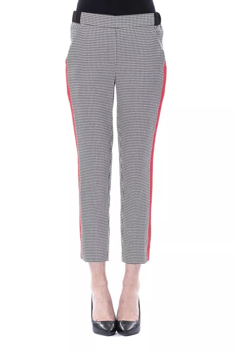 Gekürzte Hahnentritt-Hose mit rotem Seitenstreifen - Image 1