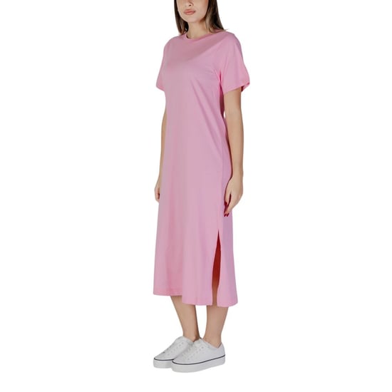 T-Shirt Kleid Midi Kleid Rosa Lässig - Image 3