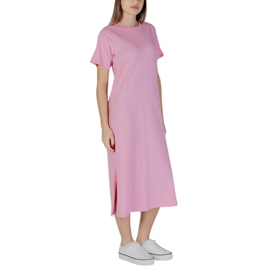 T-Shirt Kleid Midi Kleid Rosa Lässig - Image 4