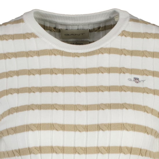 Gant Stretch Cotton Cable Stripe C-Neck Strickpullover - Image 3