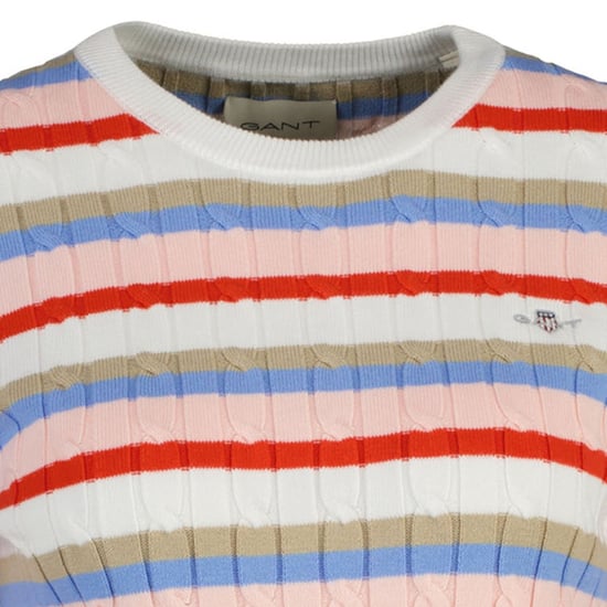 Gant Stretch Cotton Cable Stripe C-Neck Strickpullover - Image 3