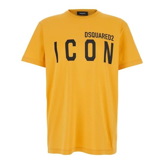 Dsquared2 Sonnenblumengelbes T-shirt Großes Schwarzes Logo - Image 1