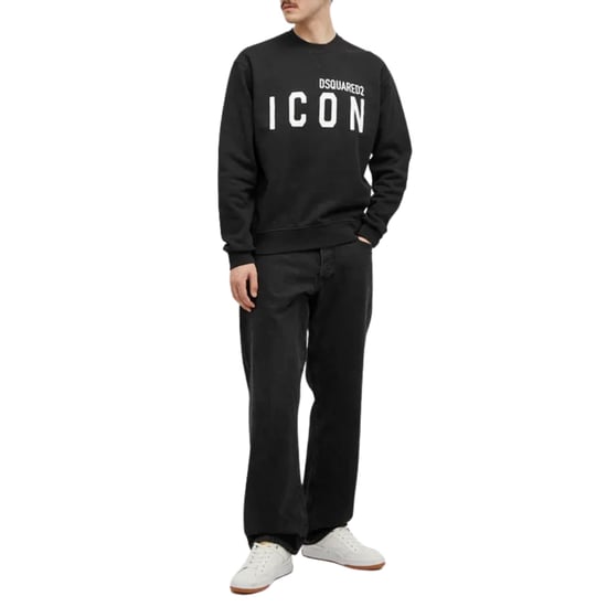 Dsquared2 Schwarzes Sweatshirt Mit Rundhalsausschnitt, Großes Weißes Logo - Image 5