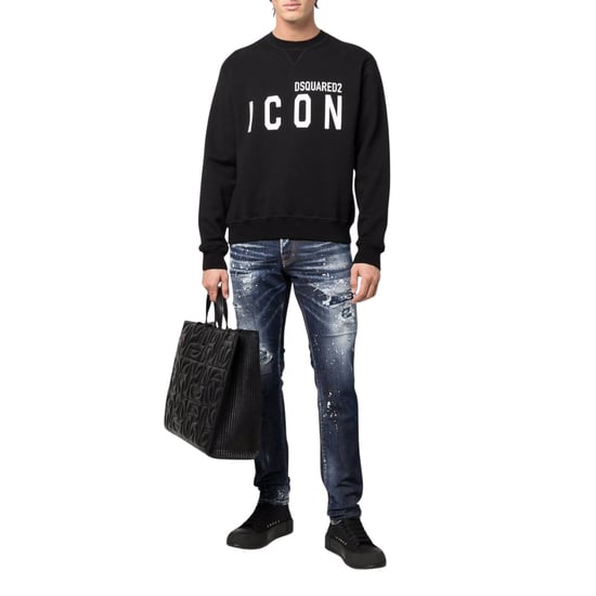 Dsquared2 Schwarzes Sweatshirt Großes Icon Cooles Schwarzes Logo - Image 4