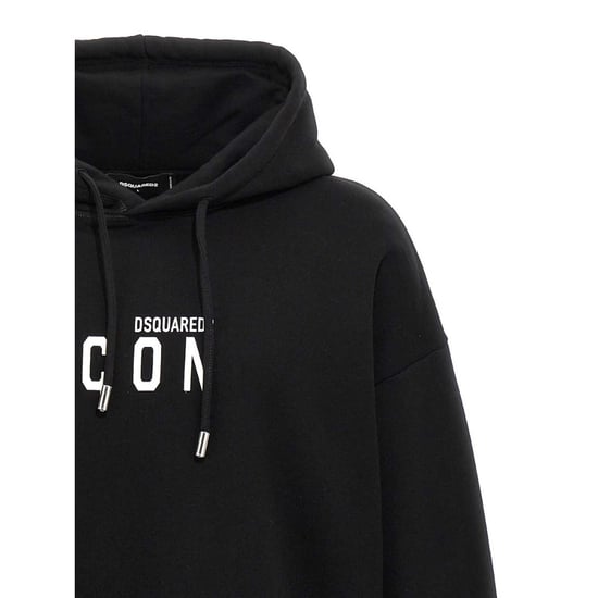 Dsquared2 Relaxed Black Hoodie White Icon Logo - Image 3