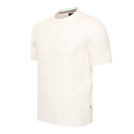 Cappuccino Italia Loreto Cable Knit Tee Weiss - Image 1