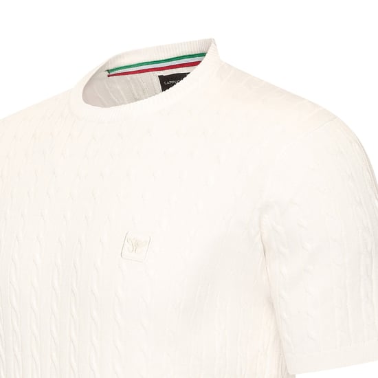 Cappuccino Italia Loreto Cable Knit Tee Weiss - Image 2