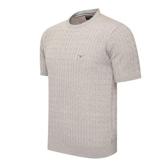 Cappuccino Italia Loreto Cable Knit Tee Grau - Image 1