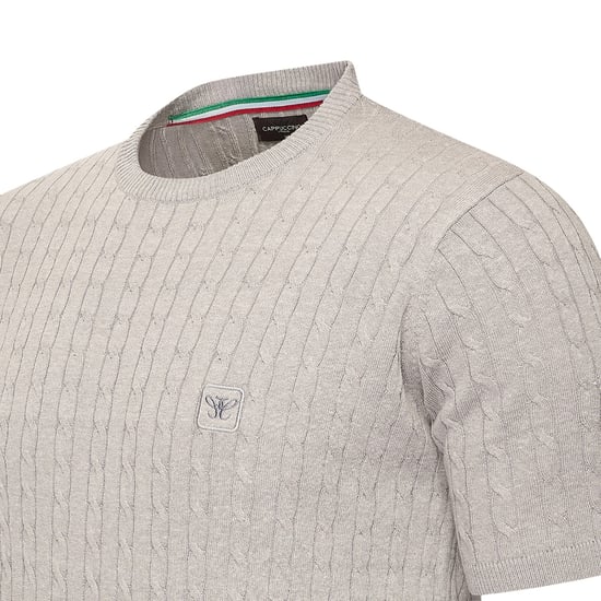 Cappuccino Italia Loreto Cable Knit Tee Grau - Image 2