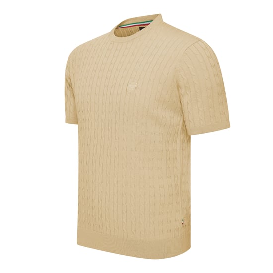 Cappuccino Italia Loreto Cable Knit Tee Beige - Image 1